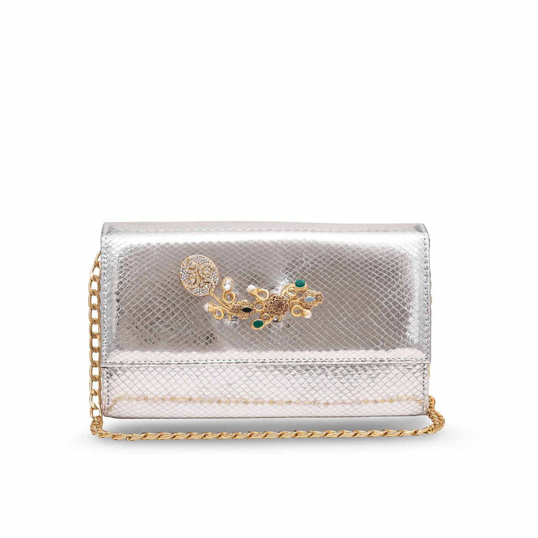 Silver Fancy Clutch P15323