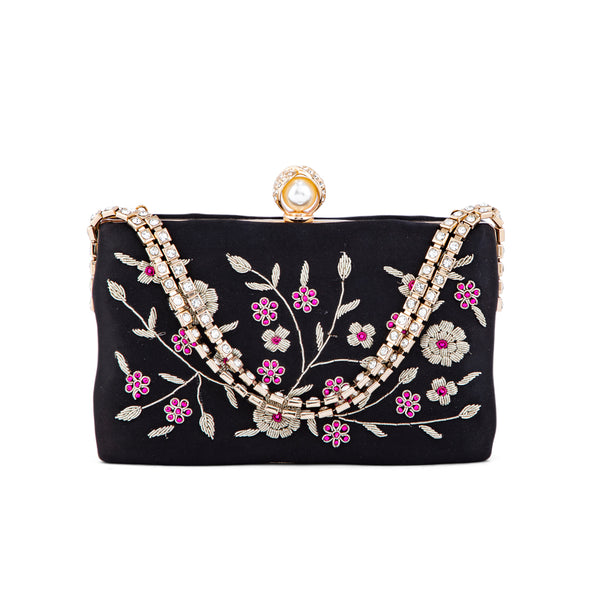 Black Fancy Clutch P15358