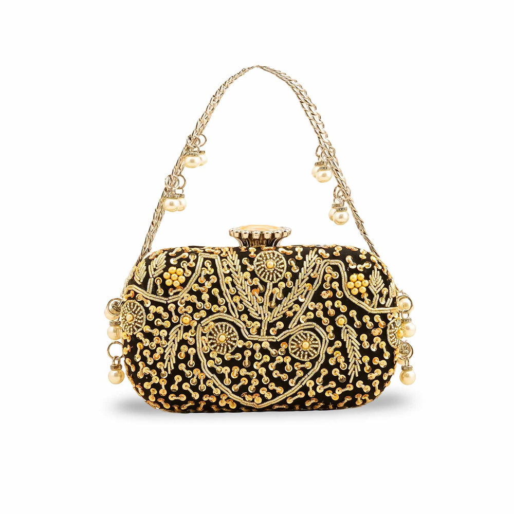 Black Fancy Clutch P15398