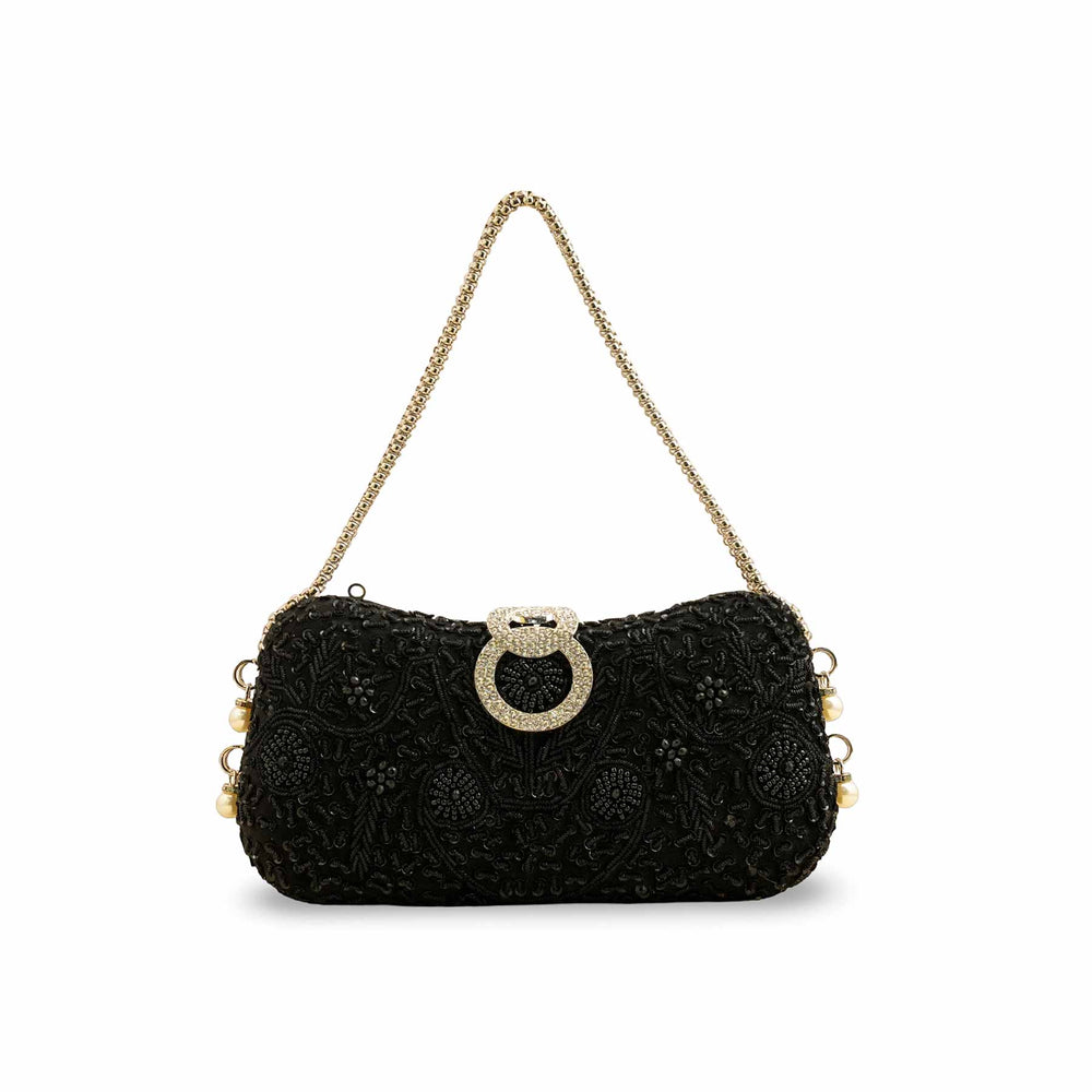 Black Fancy Clutch P15401