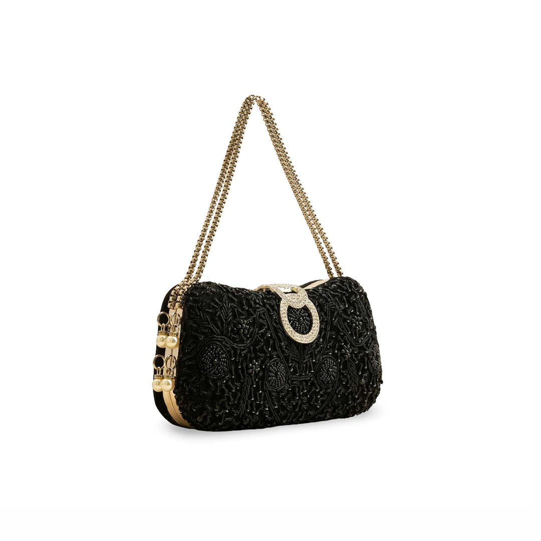Black Fancy Clutch P15401
