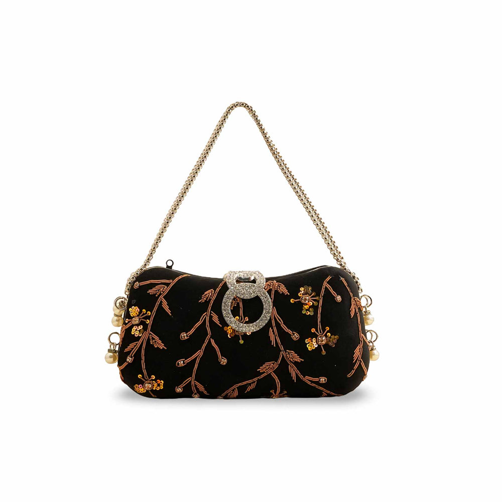 Black Fancy Clutch P15403