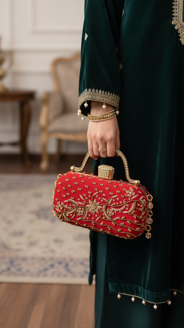 Red Fancy Clutch P15404