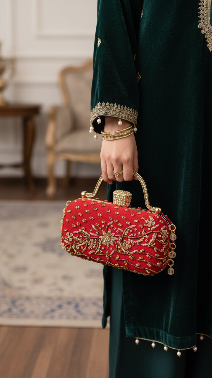 Red Fancy Clutch P15404