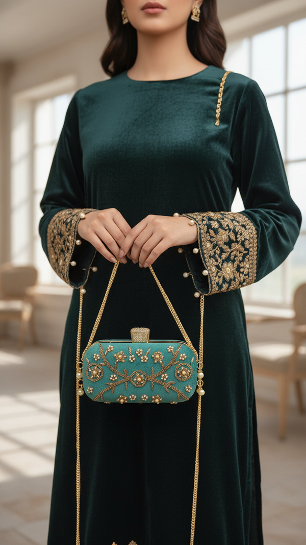 Seagreen Fancy Clutch P15405
