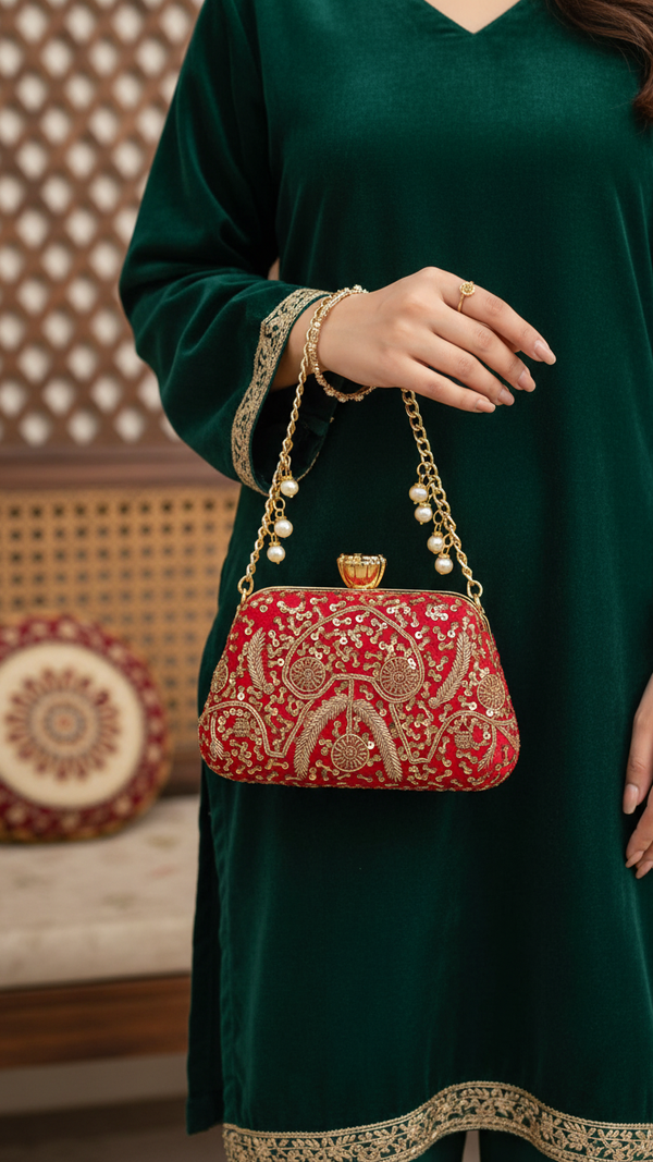 Red Fancy Clutch P15406