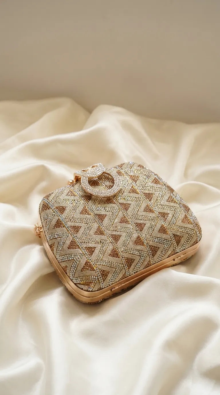 Golden Bridal Clutch For Women P15688
