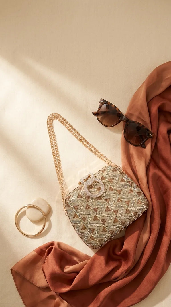Golden Bridal Clutch For Women P15688
