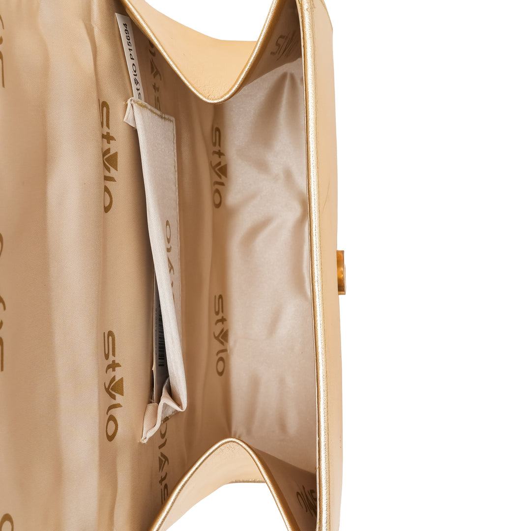 Golden Fancy Clutch For Women P15694