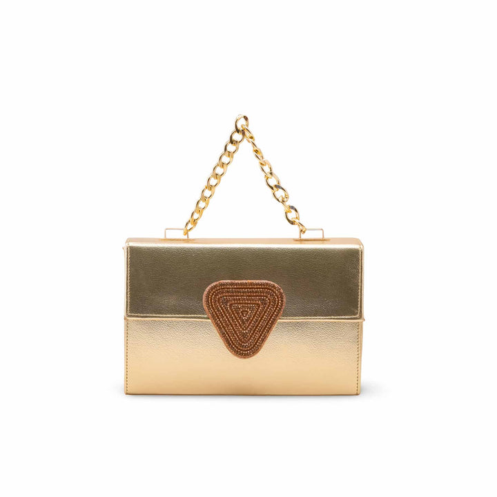 Golden Fancy Clutch For Women P15694