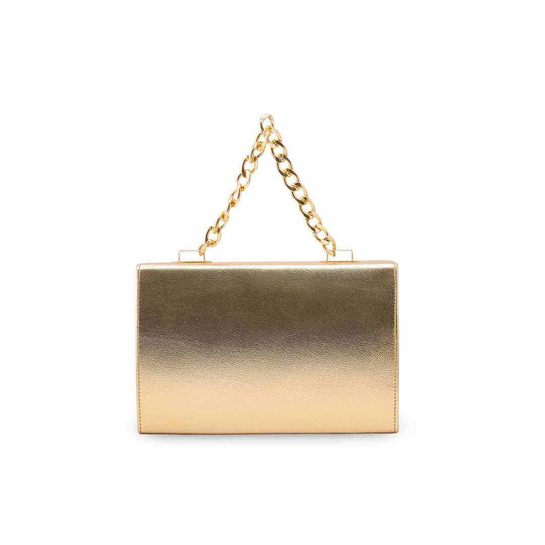 Golden Fancy Clutch For Women P15694