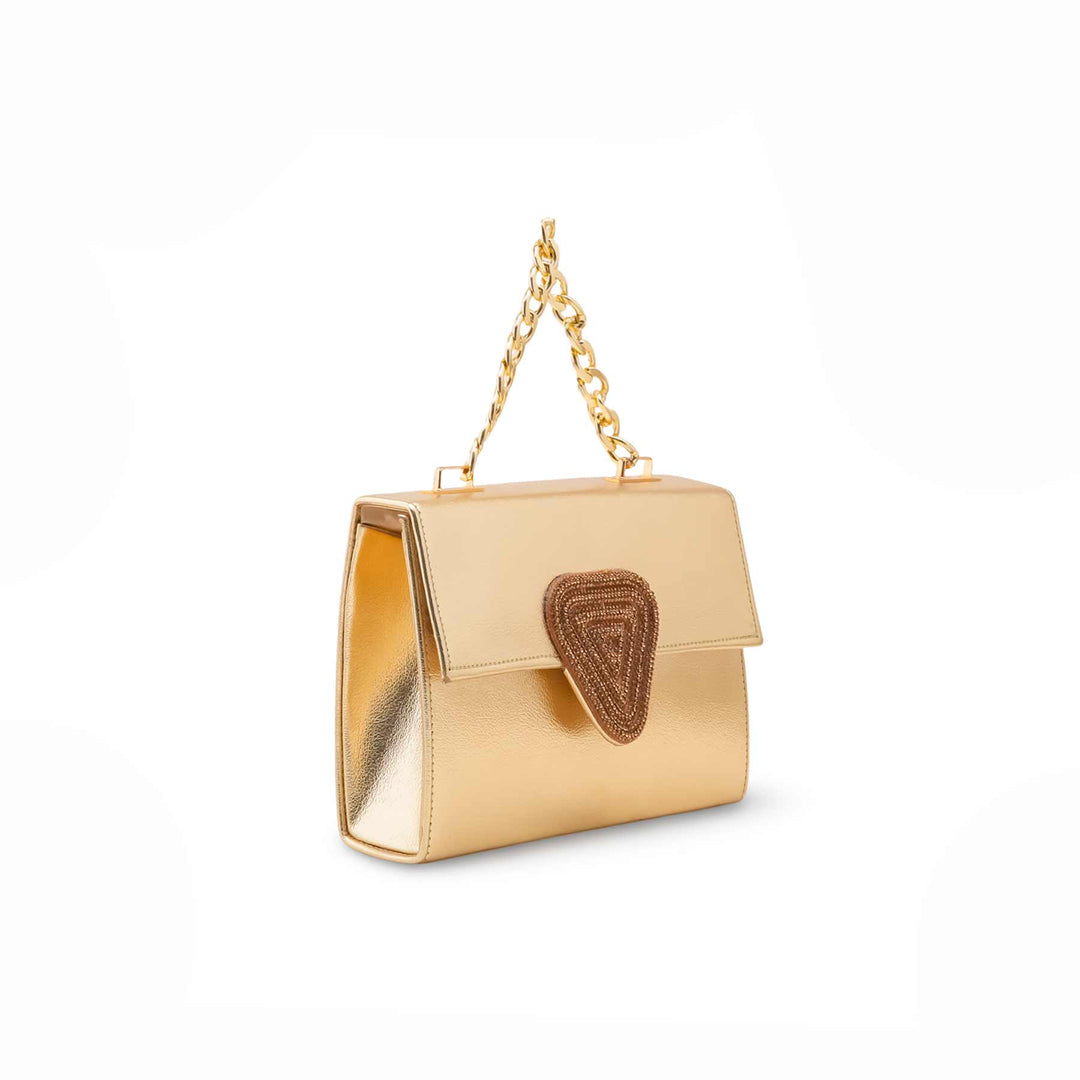 Golden Fancy Clutch For Women P15694