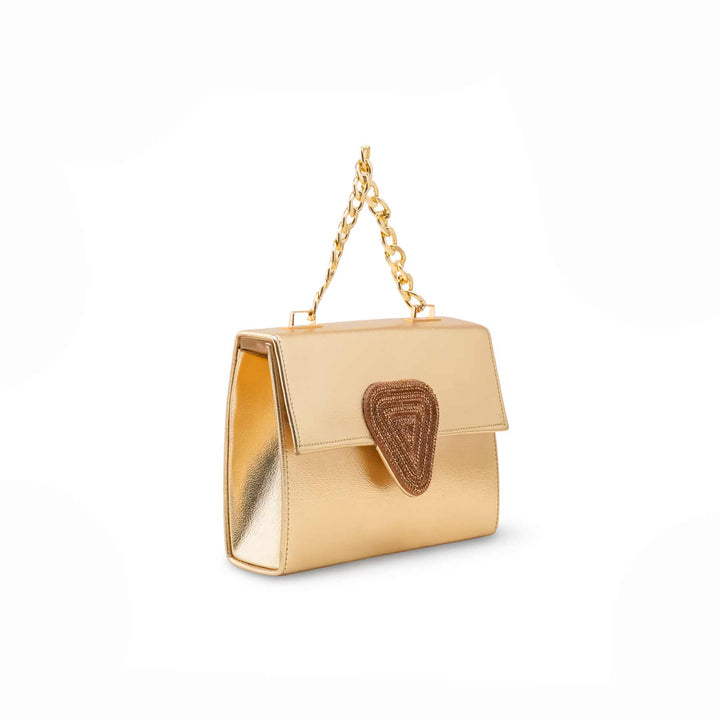 Golden Fancy Clutch For Women P15694