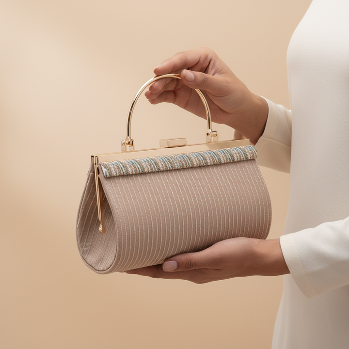 Golden Fancy Clutch For Women P15695