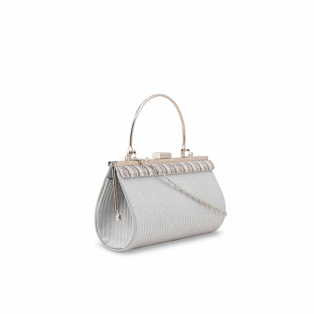 Silver Fancy Clutch For Women P15695