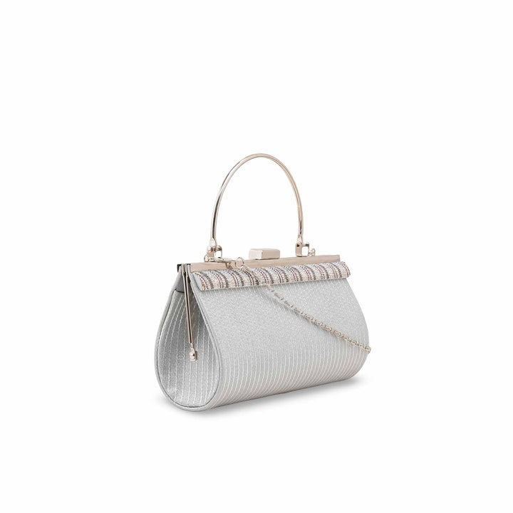 Silver Fancy Clutch For Women P15695