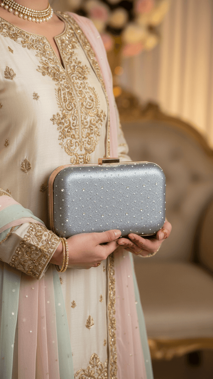 Grey Formal Clutch For Ladies P15700