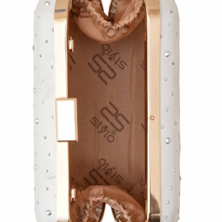 White Formal Clutch For Ladies P15700