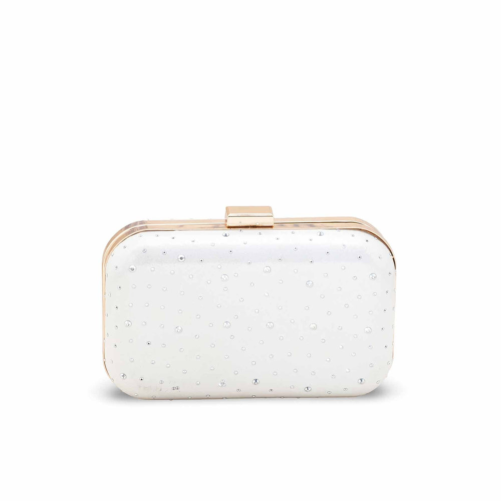 White Formal Clutch For Ladies P15700