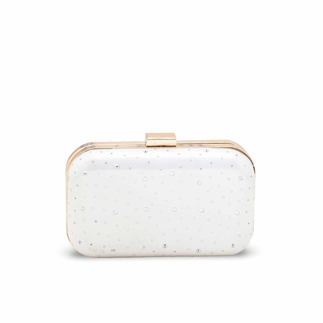 White Formal Clutch For Ladies P15700