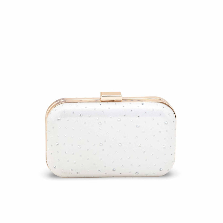 White Formal Clutch For Ladies P15700