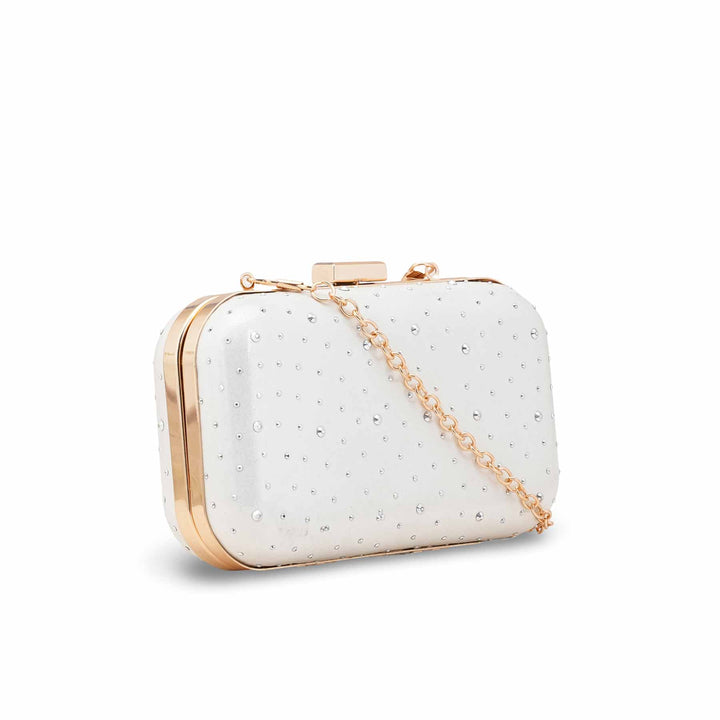 White Formal Clutch For Ladies P15700