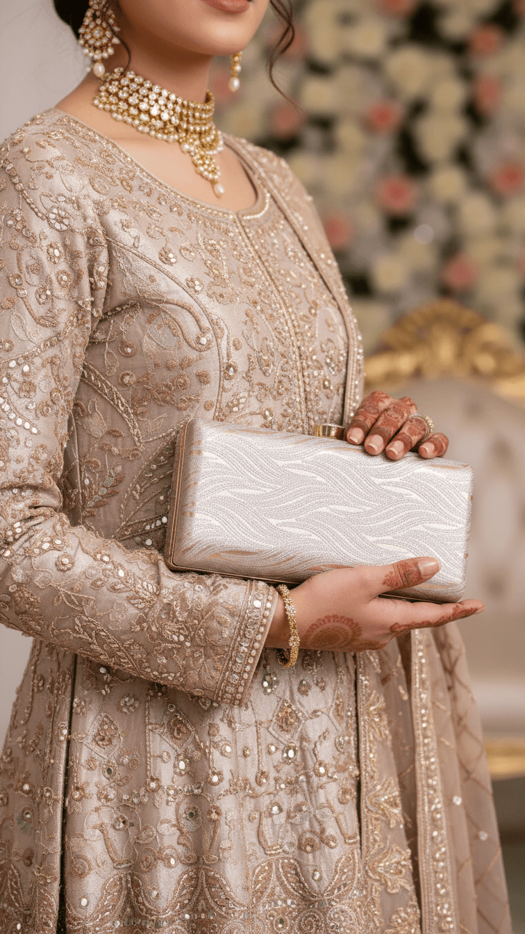 Brown Formal Clutch For Ladies P15701