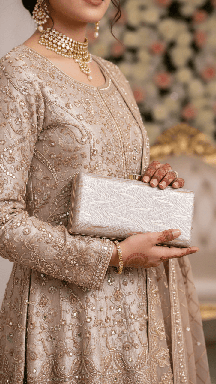 Brown Formal Clutch For Ladies P15701