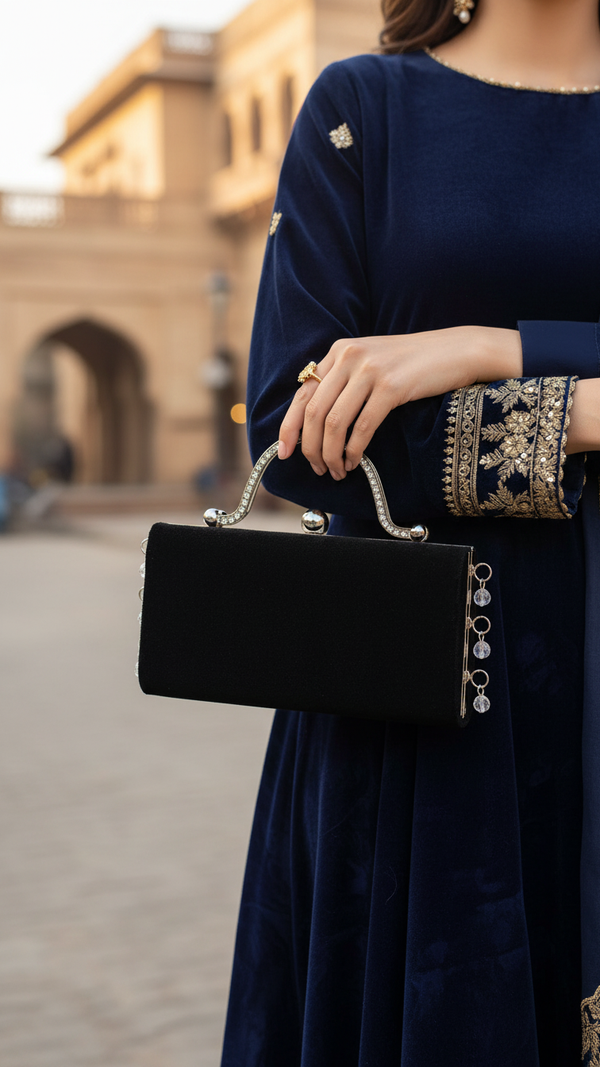 Black Formal Clutch For Ladies P15702