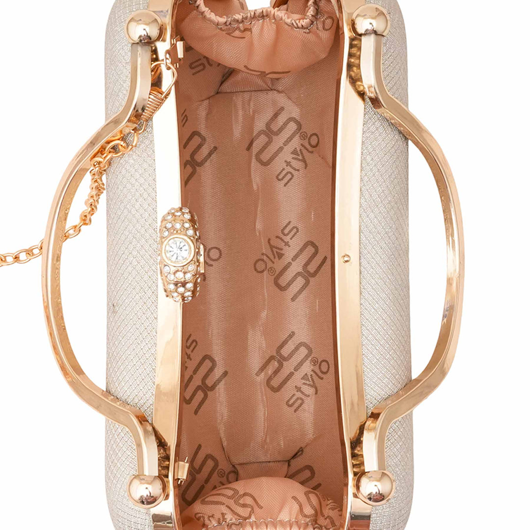 Golden Fancy Clutch For Ladies P15704