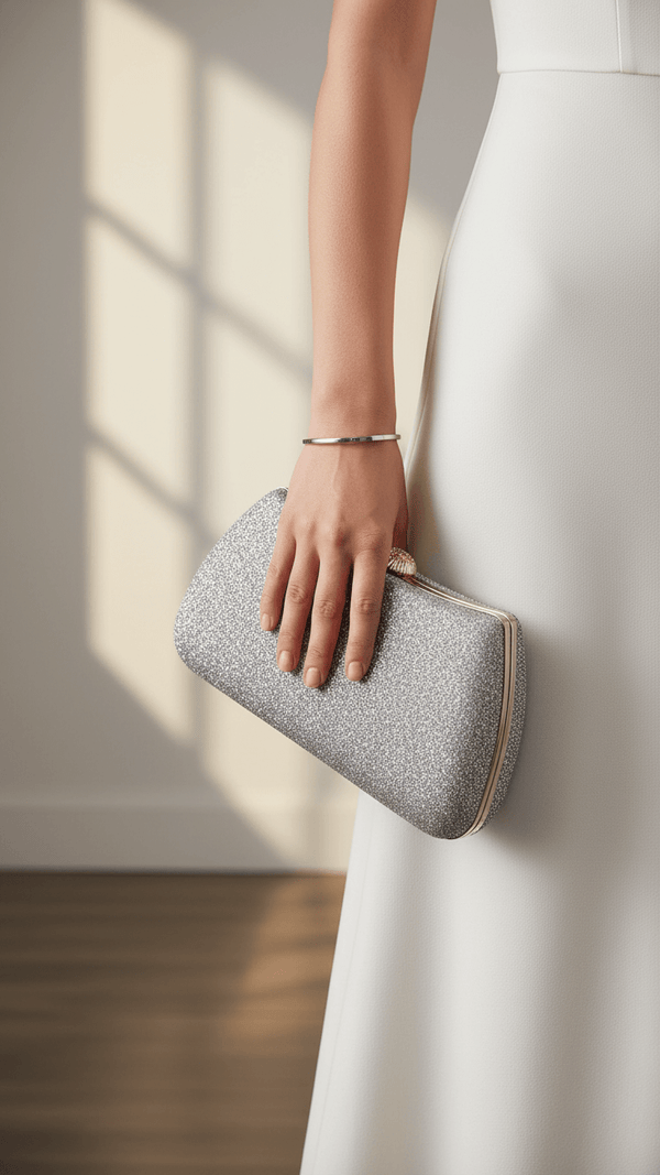 Silver Formal Clutch For Ladies P15705