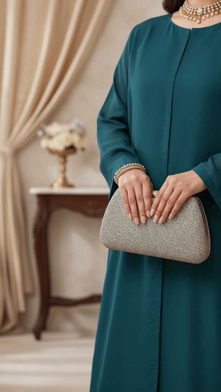 Golden Formal Clutch For Ladies P15705