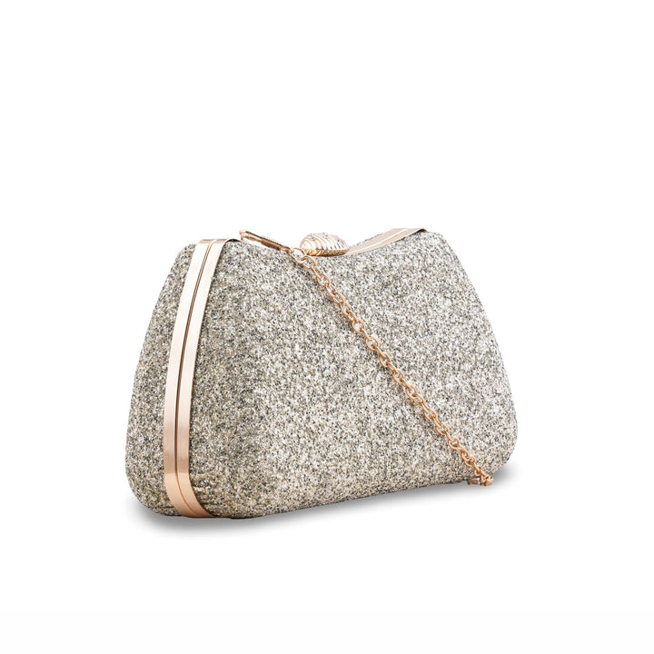 Golden Formal Clutch For Ladies P15705