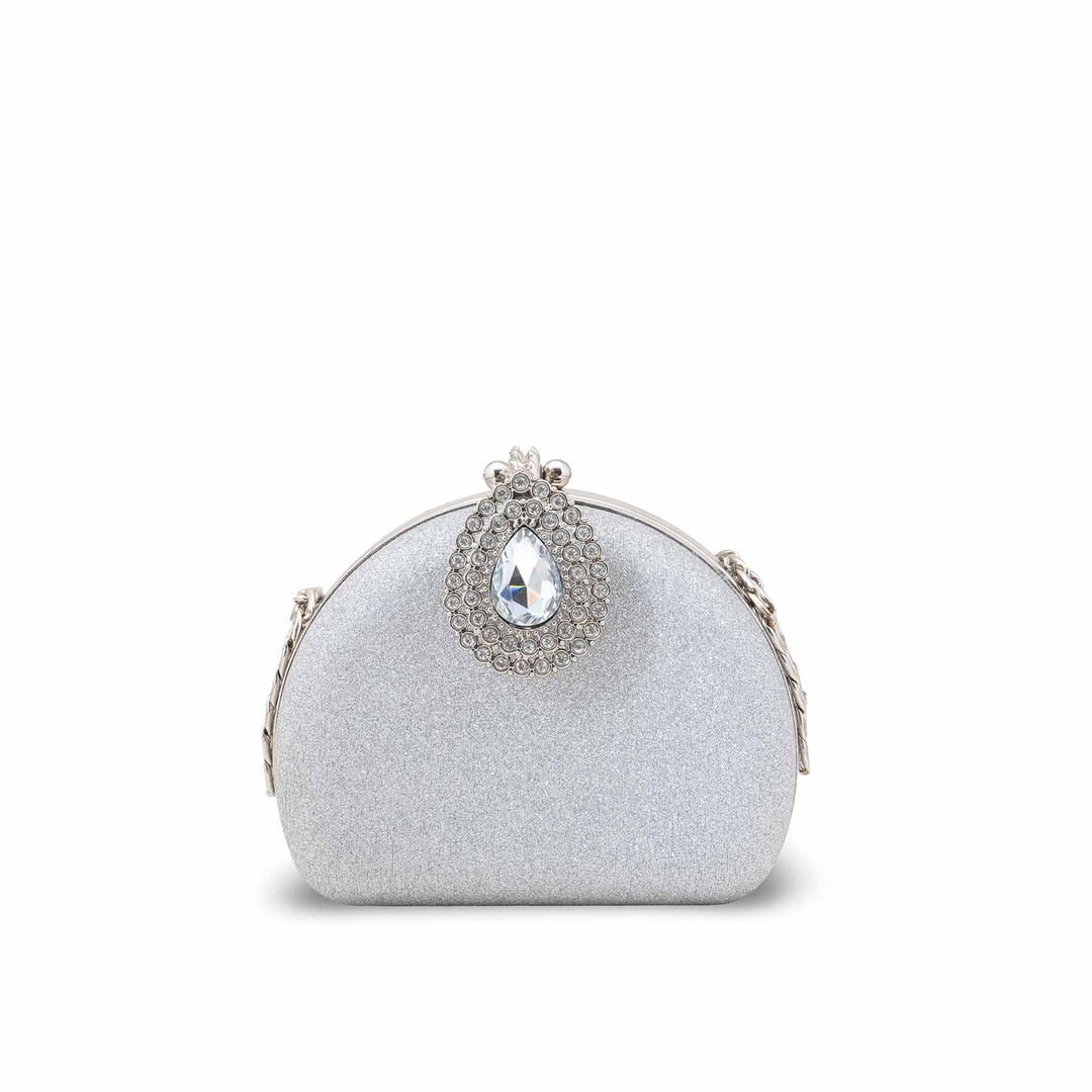 Silver Women Fancy Clutch P15708