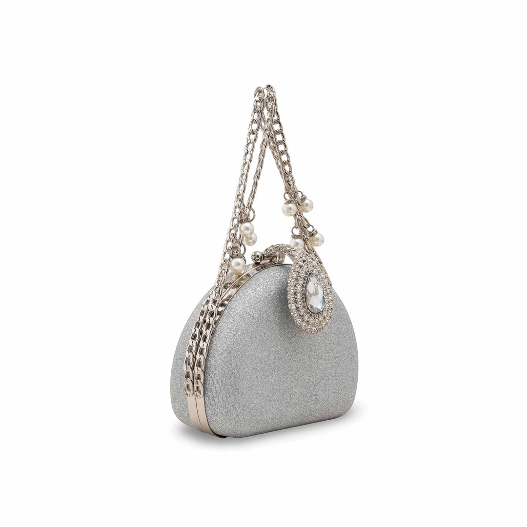 Silver Women Fancy Clutch P15708