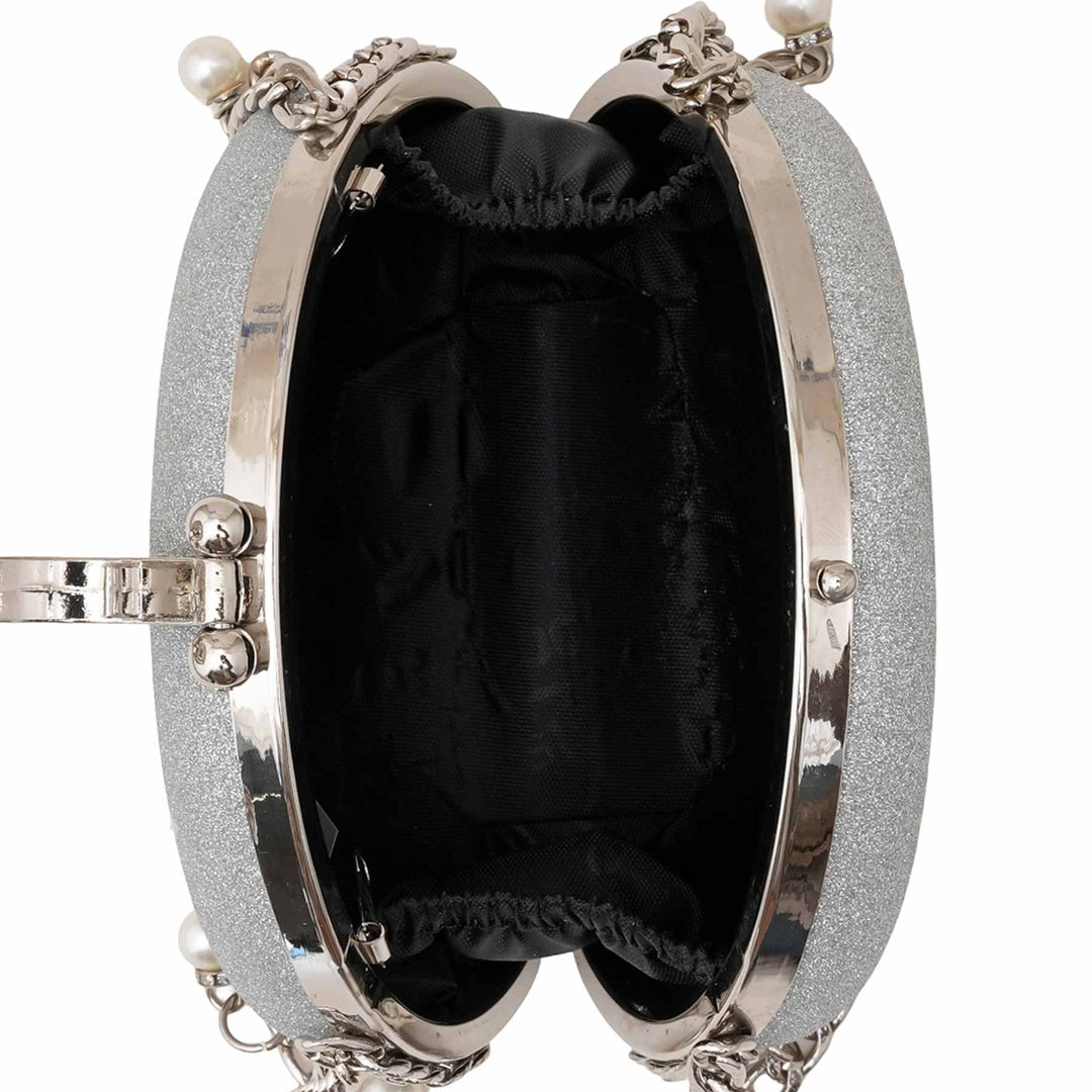 Silver Women Fancy Clutch P15708