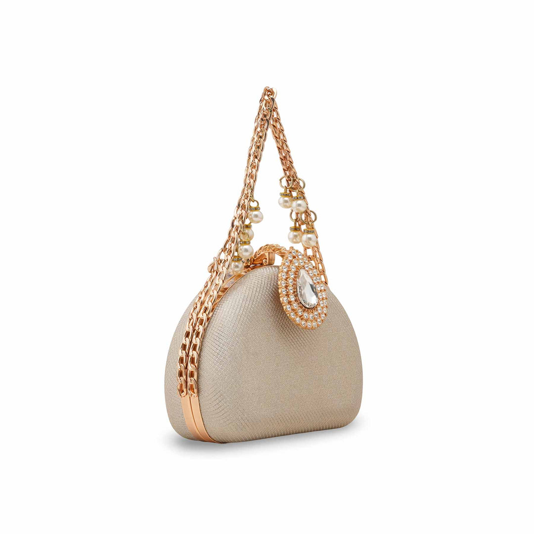 Champagne Women Fancy Clutch P15708