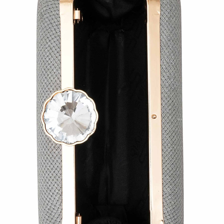 Silver Women Fancy Clutch P15712