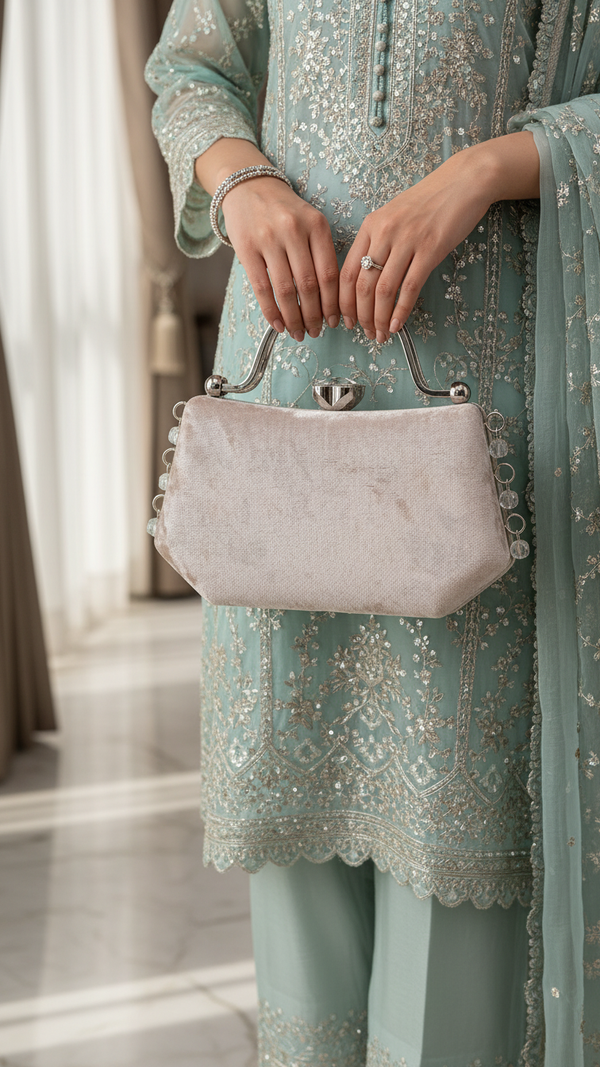 Beige Fancy Clutch For Ladies P15715