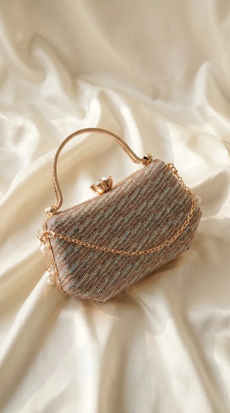 Golden Bridal Clutch For Women P15751