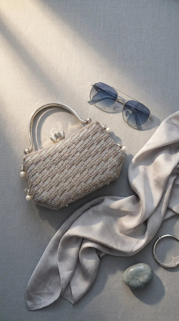 Silver Bridal Clutch For Women P15751