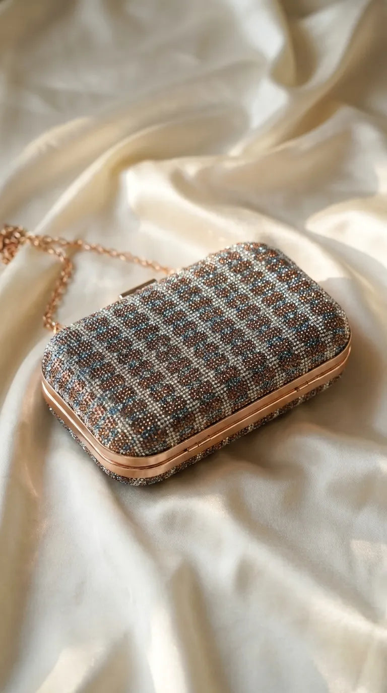 Golden Bridal Clutch For Women P15752