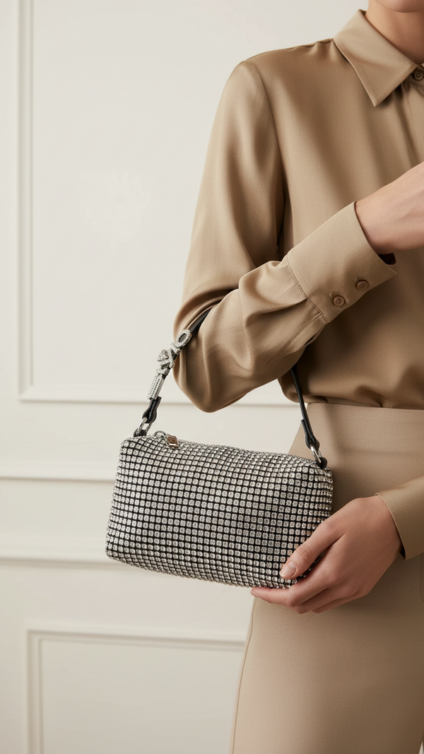 Silver Women Fancy Clutch P24090