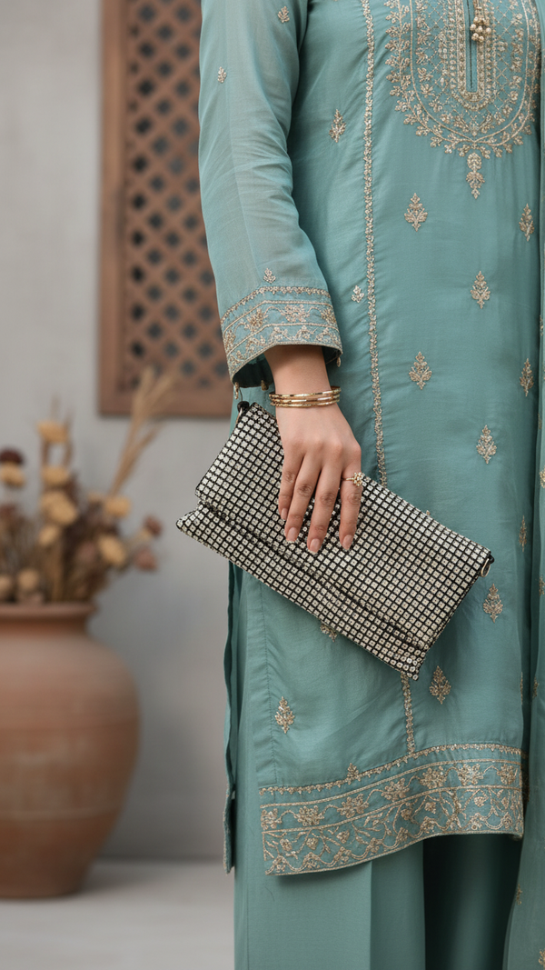 Silver Bridal Clutch P24094