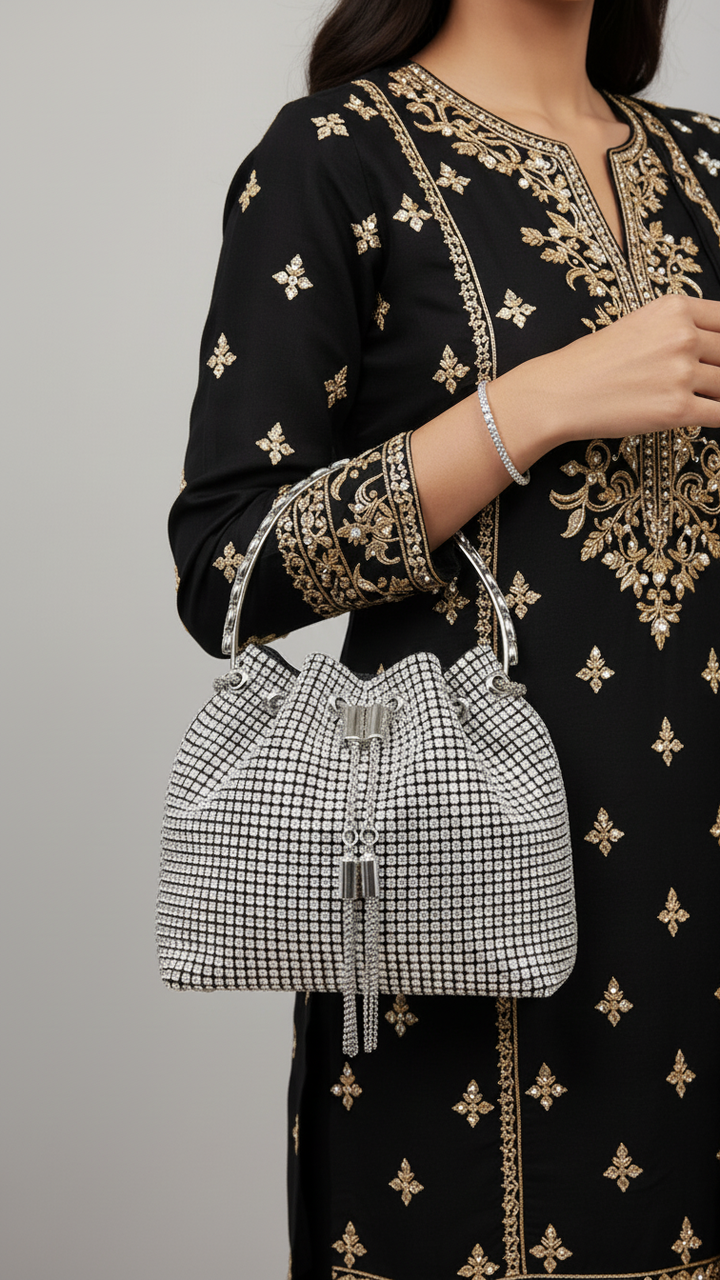 Silver Bridal Clutch P24104