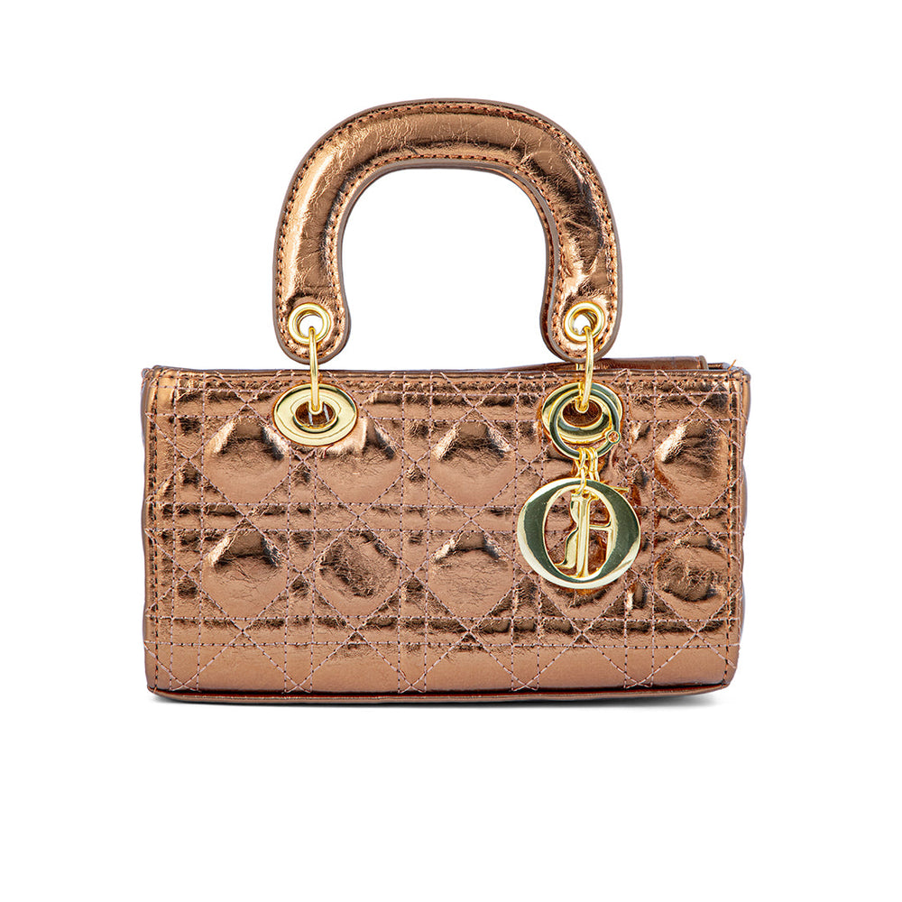 Golden Formal Hand Bag For Ladies P24130