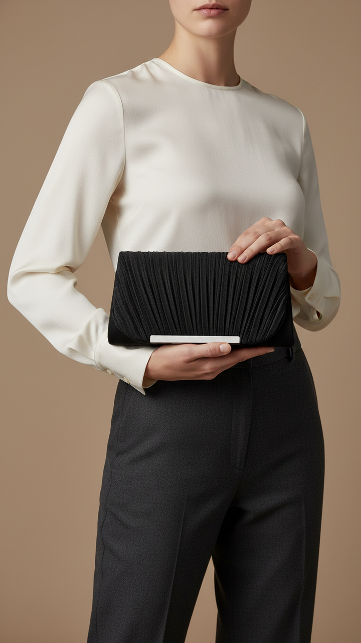 Black Fancy Clutch P24144