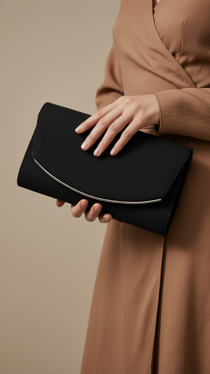 Black Fancy Clutch P24148