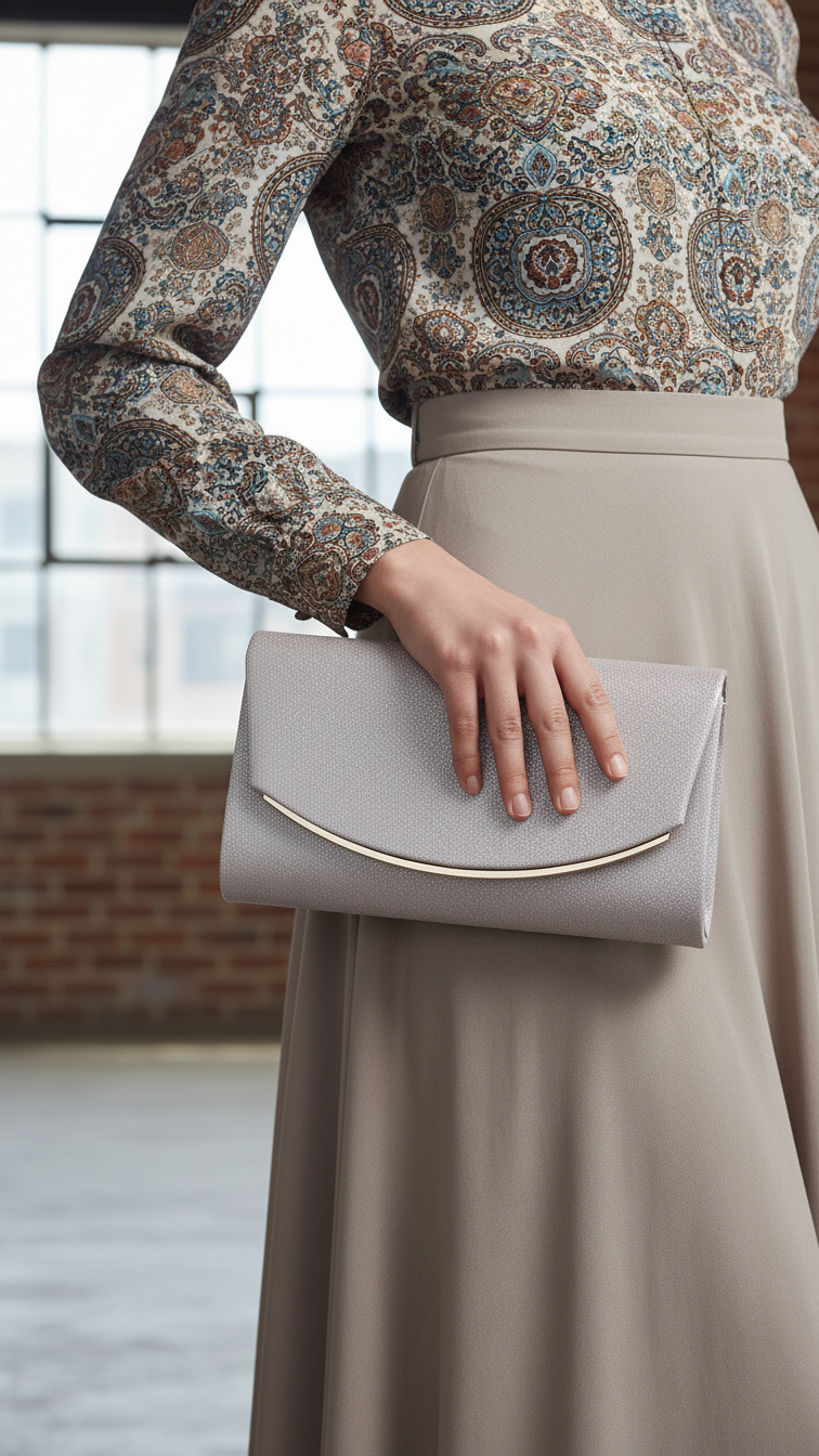 Beige Fancy Clutch P24163