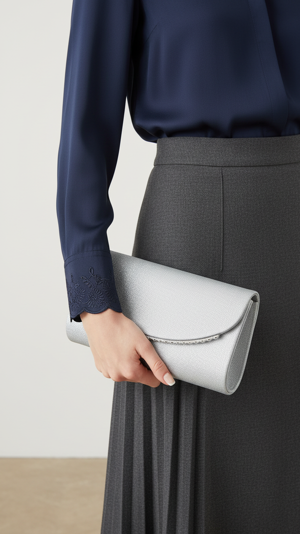 Silver Fancy Clutch P24168